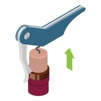 Blue corkscrew icon, isometric style vector