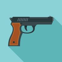 Police pistol icon, flat style vector