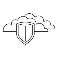 Secured cloud data icon, outline style vector