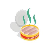 Can of surstomming, danish fermented herring icon vector