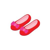 Red ballet shoes with pink bows icon vector