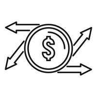 Coin money transfer icon, outline style vector