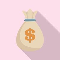 Money bag icon, flat style vector