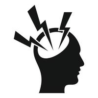 Thunderbolt stress icon, simple style vector