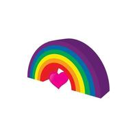 Rainbow in LGBT color icon, cartoon style vector