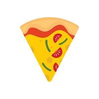 Slice of mozzarella pizza icon, flat style vector