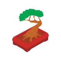 icono de árbol bonsái, estilo de dibujos animados vector