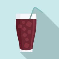 Ice soda cocktail icon, flat style vector