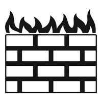 Computer firewall icon, simple style vector