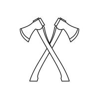 Lumberjack axes crossed icon, outline style vector
