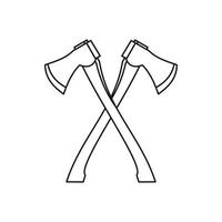 Lumberjack axes crossed icon, outline style vector