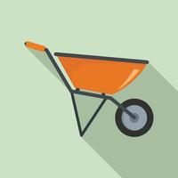 Construction wheelbarrow icon, flat style vector