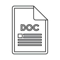 icono de formato de archivo doc, estilo de contorno vector