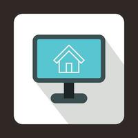 Computer monitor with architecture program icon vector