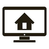 Smart home on monitor icon, simple style vector