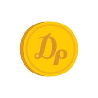 Gold coin with drachma sign icon, flat style vector