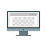 Desktop computer photo redaction icon, flat style vector