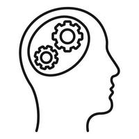 Gear mind icon, outline style vector