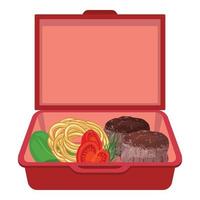 Red lunchbox icon, cartoon style vector