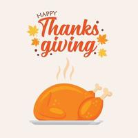 Happy Thanksgiving lettering and turkey vector