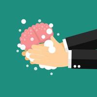 Businessman wash and cleaning the brain vector