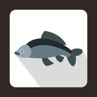 Gray fish icon in flat style vector