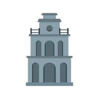 Clock building icon, flat style vector