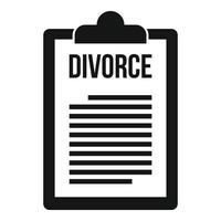 icono de portapapeles de divorcio, estilo simple vector