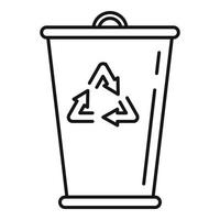 Recycling garbage bucket icon, outline style vector