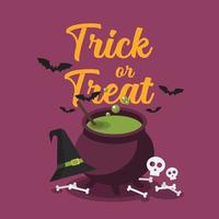 Witch cauldron with bubbling green potion vector