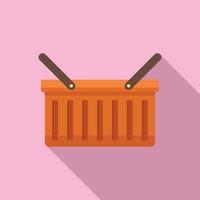 Shop food basket icon, flat style vector