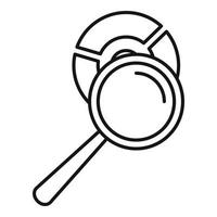 Magnifier pie chart icon, outline style vector