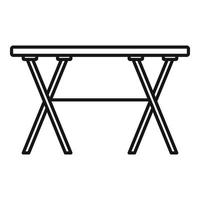 Folding long table icon, outline style vector