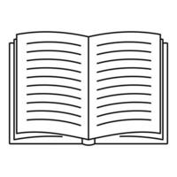 icono de libro abierto, estilo de contorno vector