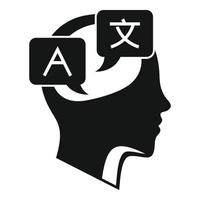 Thinking like linguist icon, simple style vector