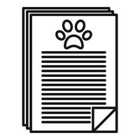 icono de documentos de perro, estilo de contorno vector