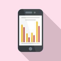 Graph column on smartphone screen icon, flat style vector