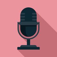 Tv studio microphone icon, flat style vector