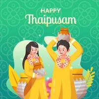 pareja celebrando el día de thaipusam vector