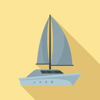 Grey yacht icon, flat style vector