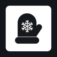 Mitten with snowflake icon, simple style vector