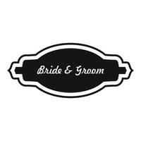 Bride and groom label icon, simple style. vector