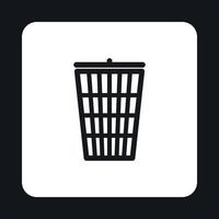 Trash basket icon, simple style vector