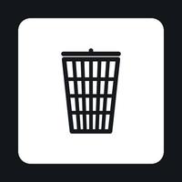 Trash basket icon, simple style vector