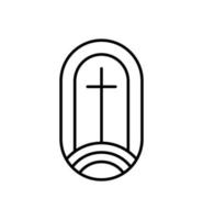 Religion line cross Vector Logo church Icon Illustration Isolated. Jesus Christ on Calvary is center christianity. God forgiveness for people. Suitable for Web Design App