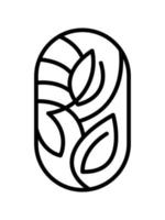 hojas de árbol de té vectorial para café o etiqueta de producto agrícola logotipo ecológico diseño de planta orgánica. estilo lineal de emblema redondo. icono abstracto vintage para el diseño de productos naturales cosméticos, conceptos ecológicos, salud vector