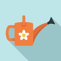 Flower watering can icon, flat style vector