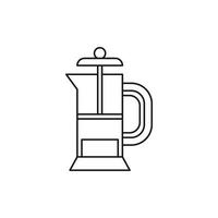 French press coffee maker icon vector