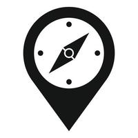 Compass pin exploration icon, simple style vector