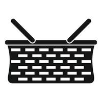 Wicker basket icon, simple style vector